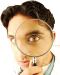 man with magnifying glass